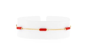 Italian Red Coral Bead Station Bracelet in 18kt Yellow Gold