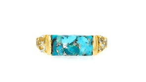 Turquoise and .70 ct. t.w. Sky Blue Topaz Ring in 18kt Gold Over Sterling