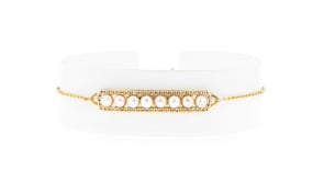 3.5-4mm Cultured Pearl and 1.20 ct. t.w. White Topaz Bar Bracelet in 18kt Gold Over Sterling