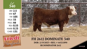 Lot #340 - FH 261J DOMINATE 340