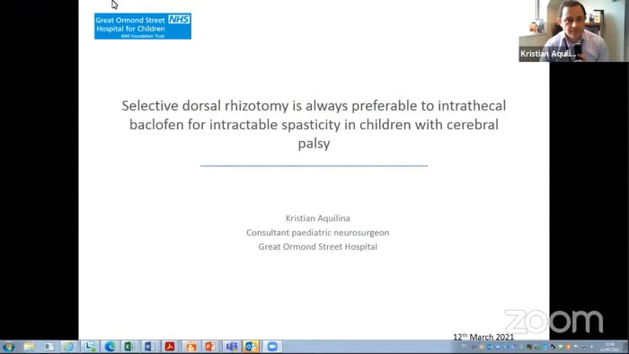 ISPN Clash of the Titans: Selective Dorsal Rhizotomy and Not Intrathecal Baclofen is the Preferred Treatment in Intractable Spasticity in Children (full session)