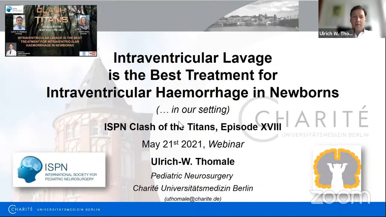 ISPN Clash of the Titans: Intraventricular Lavage is the Best Treatment for Intraventricular Haemorrhage in Newborns (full session)