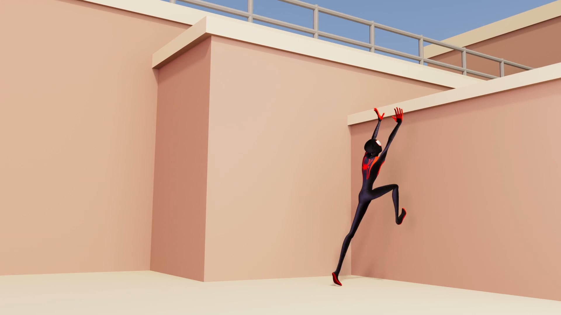 Spiderverse Inspired Wall Climb Parkour Animation | 12 FPS Body Mechanics Practice