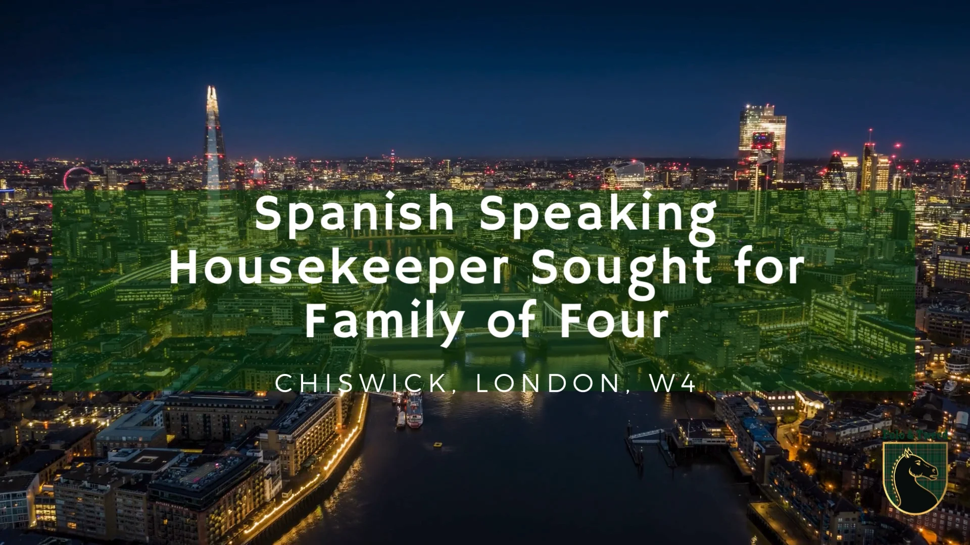 Spanish Speaking Housekeeper Sought for Family of Four in Chiswick, London on Vimeo