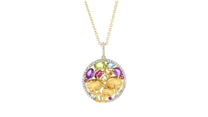 2.34 ct. t.w. Multi-Gemstone Mushroom Pendant Necklace in 18kt Gold Over Sterling
