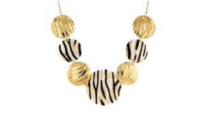 Italian Black and White Enamel Disc Necklace in 18kt Gold Over Sterling