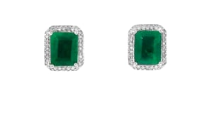 4.00 ct. t.w. Emerald and .33 ct. t.w. Diamond Earrings in Sterling Silver