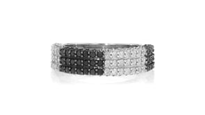 1.00 ct. t.w. White and Black Diamond Checkered Ring in Sterling Silver