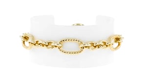 18kt Gold Over Sterling Alternating Oblong-Link Bracelet