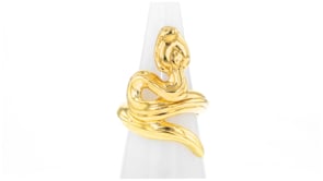Italian 18kt Yellow Gold Snake Ring