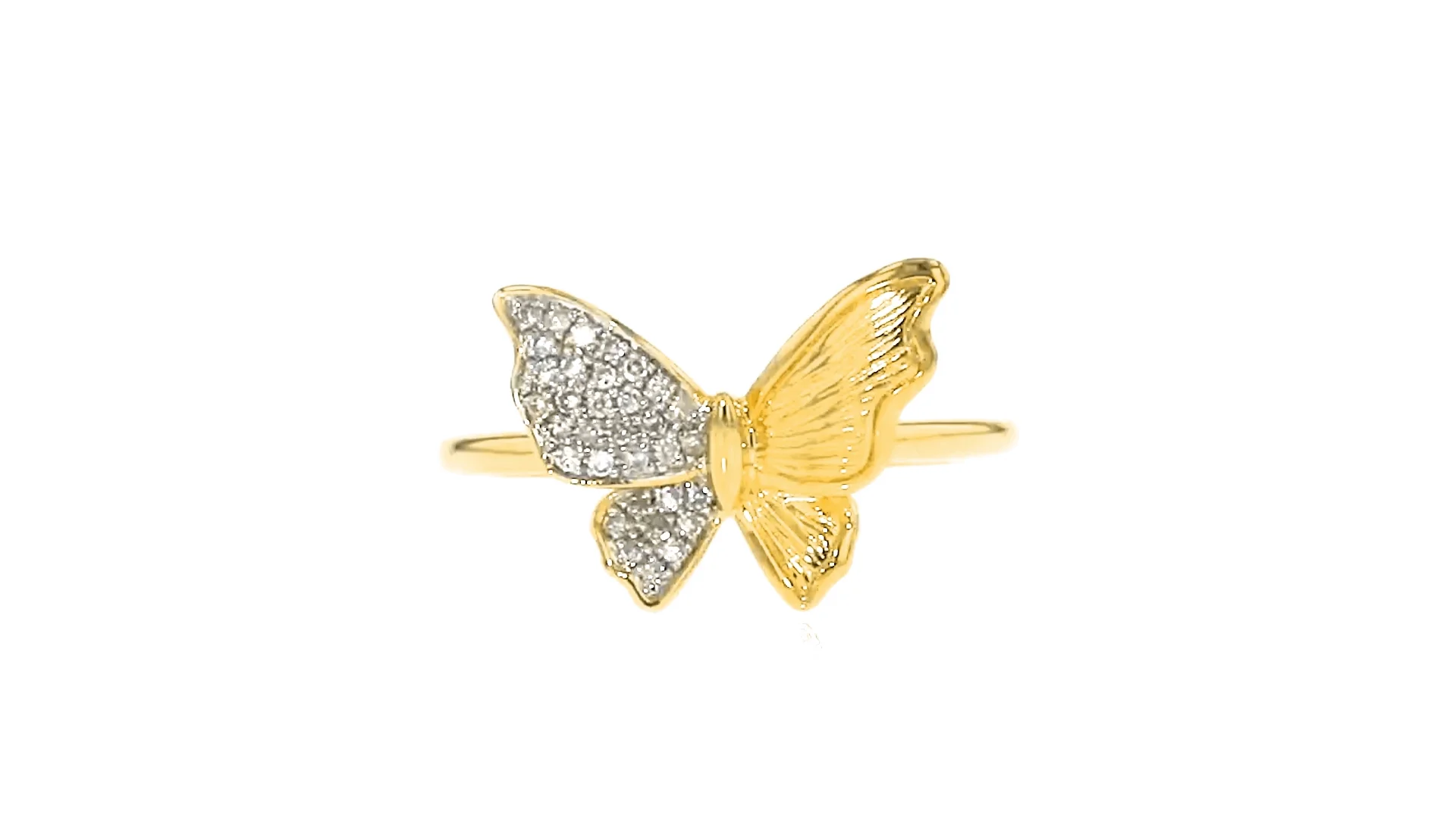10 ct. t.w. Diamond Butterfly Ring in 18kt Gold Over Sterling