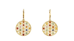 1.80 ct. t.w. Multicolored Sapphire Drop Earrings in 18kt Gold Over Sterling