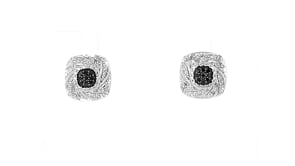 Black and White Diamond-Accented Earrings in Sterling Silver