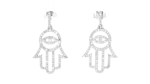 50 ct. t.w. Diamond Hamsa Drop Earrings in Sterling Silver