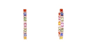 4.50 ct. t.w. Multicolored Sapphire Inside-Outside Hoop Earrings with .40 ct. t.w. White Zircon in 18kt Rose Gold Over Sterling