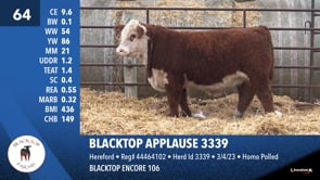 Lot #64 - BLACKTOP APPLAUSE 3339