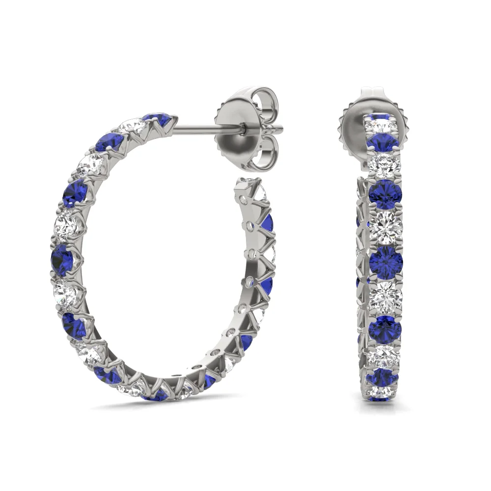 Sapphire Alternating Vanguard Hoop Earrings