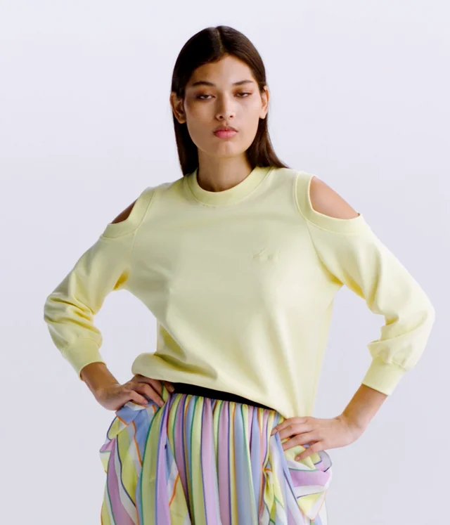 Off-shoulder sweatshirt with modal