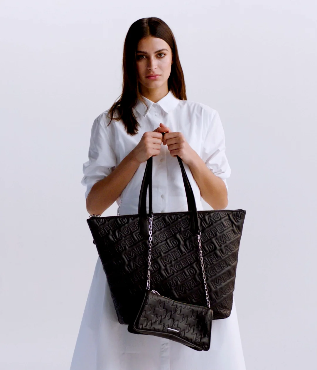 Karl lagerfeld leather tote bag hotsell