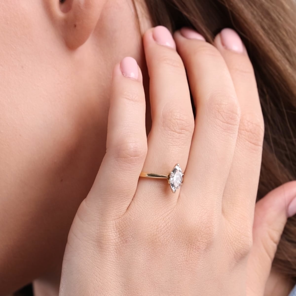 product video 2 for 1 ctw Marquise Lab Grown Diamond Petite Solitaire Engagement Ring