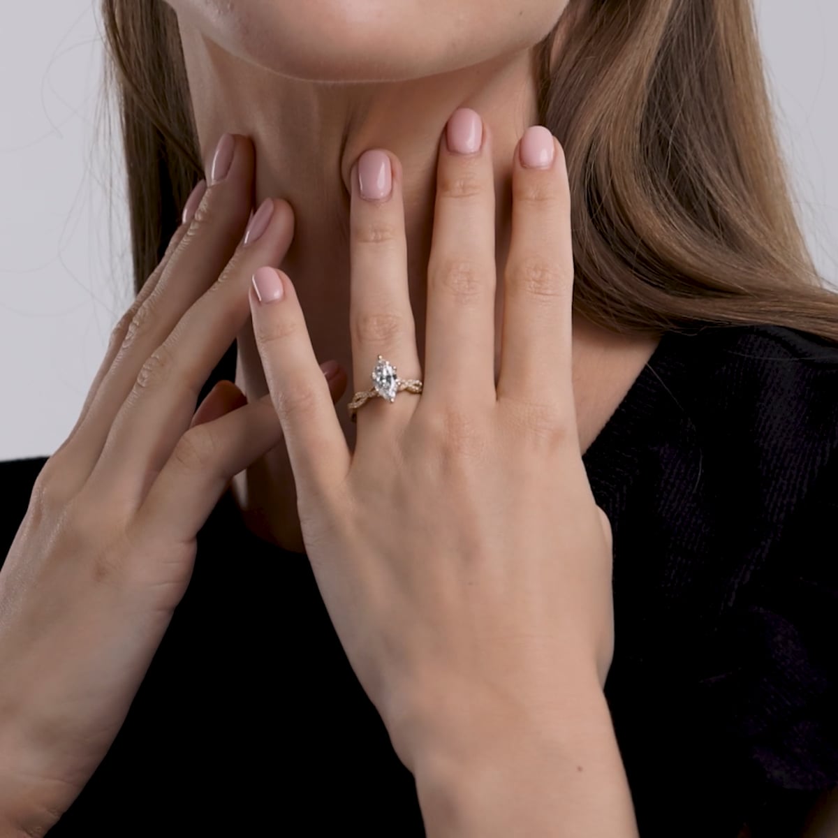 2 1/4 ctw Marquise Lab Grown Diamond Double Twist Engagement Ring 14K Yellow Gold, FG, VS2+