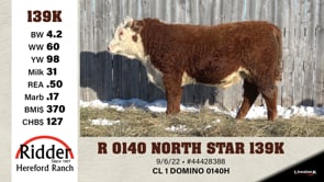 Lot #139K - R 0140 NORTH STAR 139K