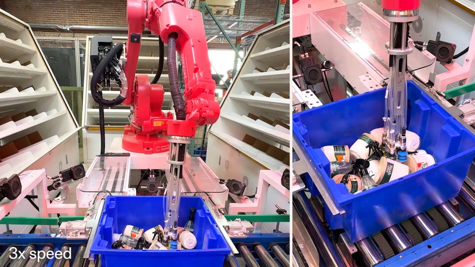 Close-up: Picking cleaning supplies and CPG items