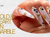 Gold and Hearts On Marble Design