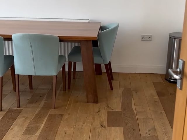 Video 1: Living room with large dining table and chairs