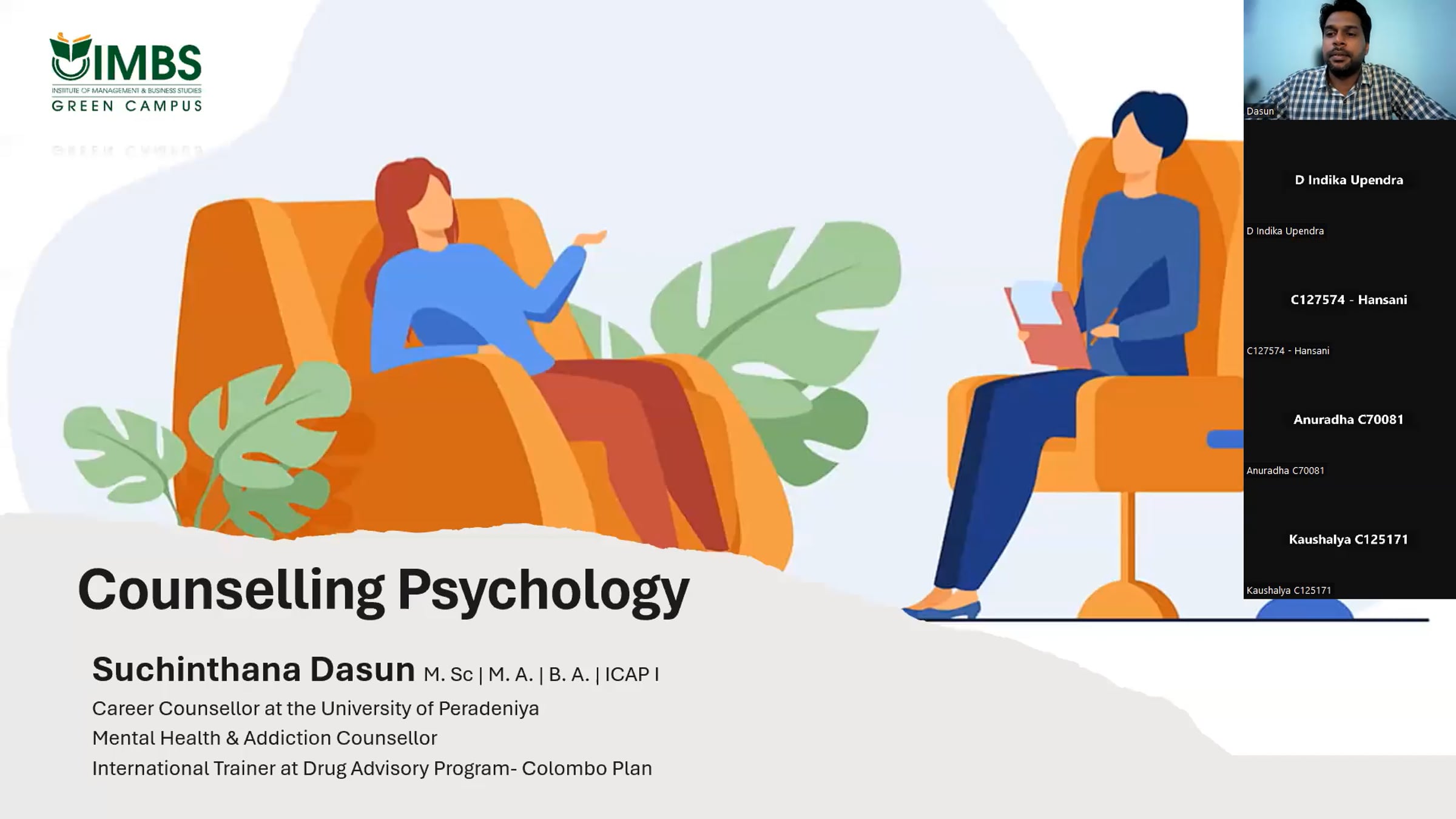 Introduction to counselling psychology sas dasun recorded lecture for