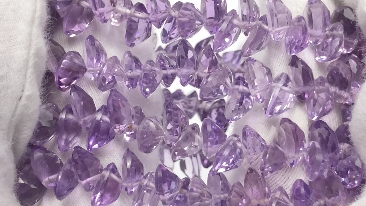 動画】宝石質アメジストAAA オーバルファセットカット8×6mm 1/4連～1連