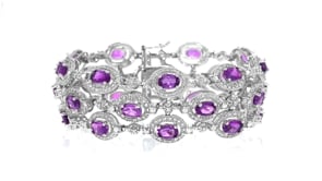 9.00 ct. t.w. Amethyst Three-Row Bracelet with Diamond Accent in Sterling Silver