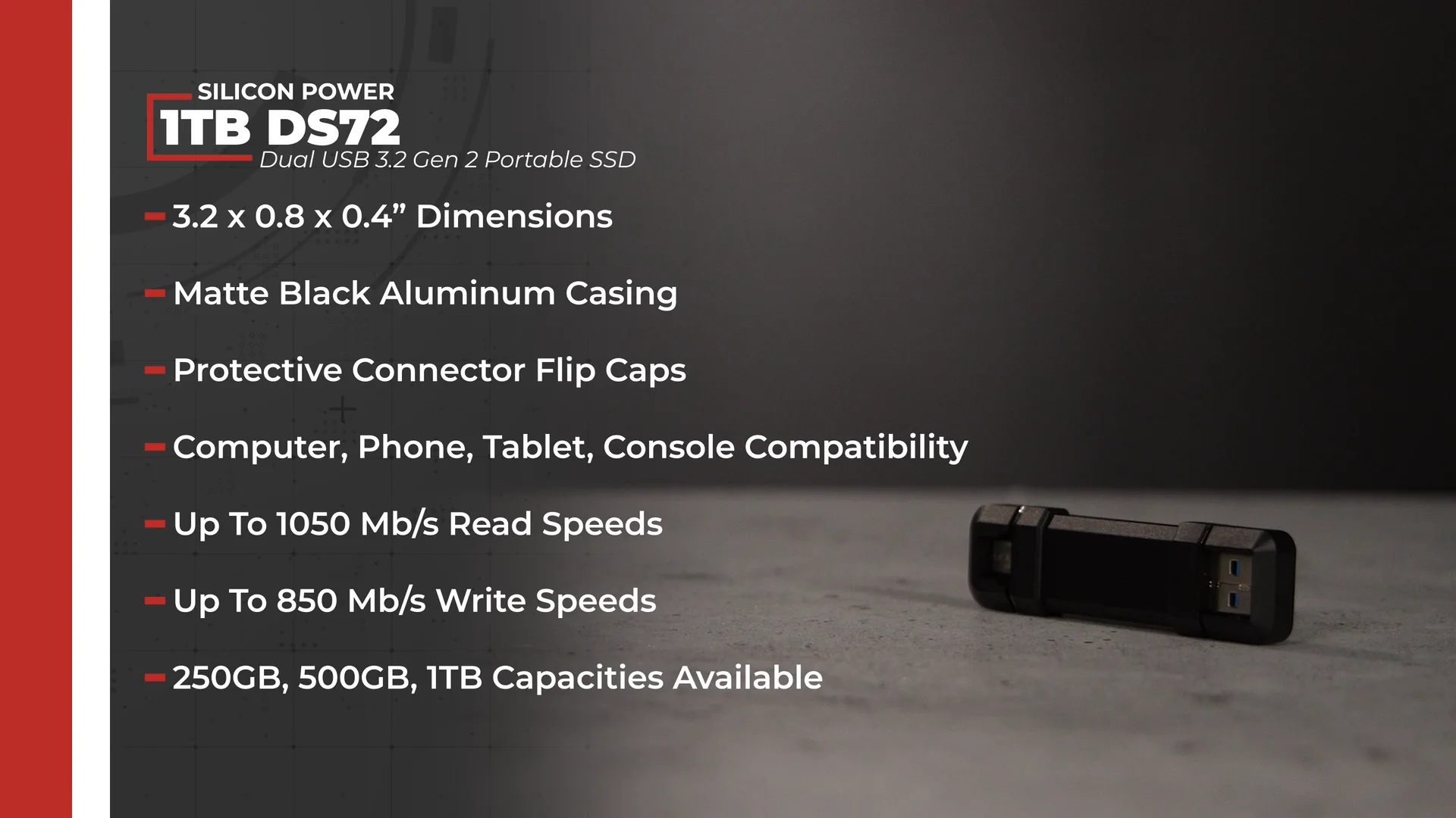 Silicon Power 1TB DS72 Dual USB 3.2 Gen 2 SP001TBUC3S72V1K B&H