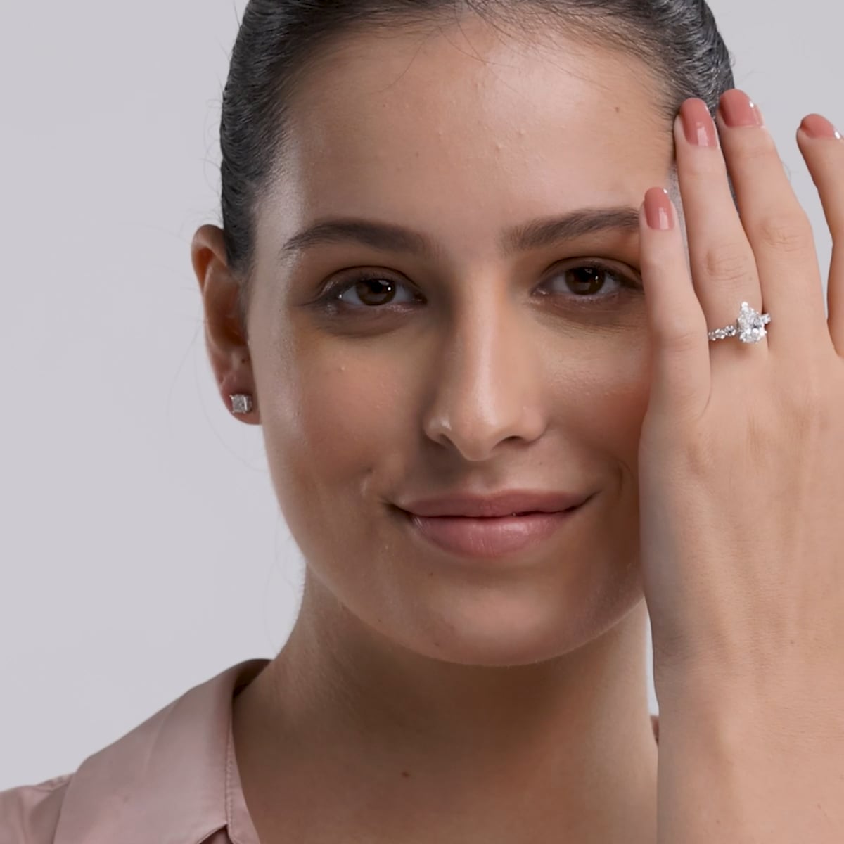 product video 2 for 1 1/2 ctw Pear Lab Grown Diamond Graduated Engagement Ring