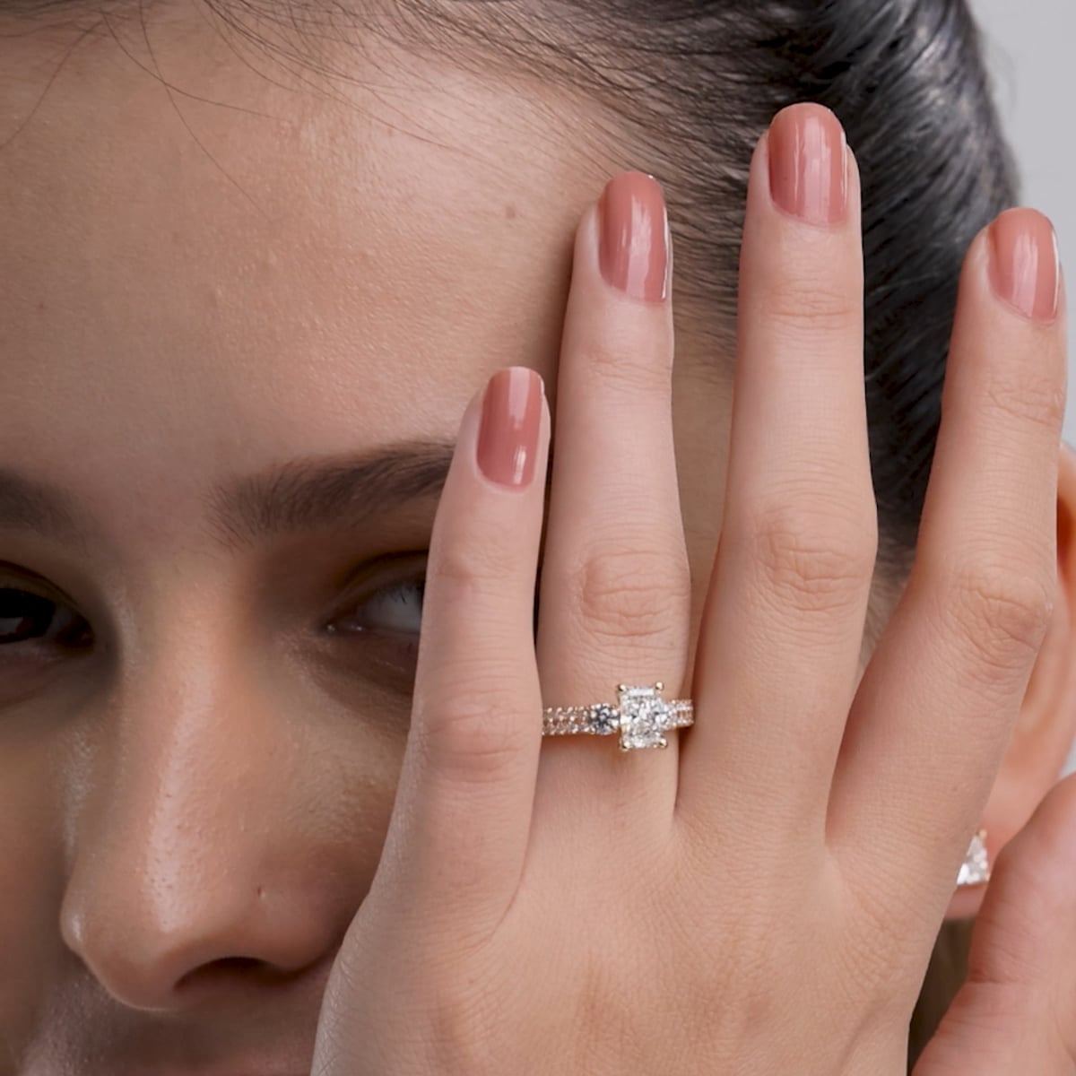 product video 2 for 4 1/2 ctw Radiant Lab Grown Diamond Engagement Ring with Double Row Side Accents