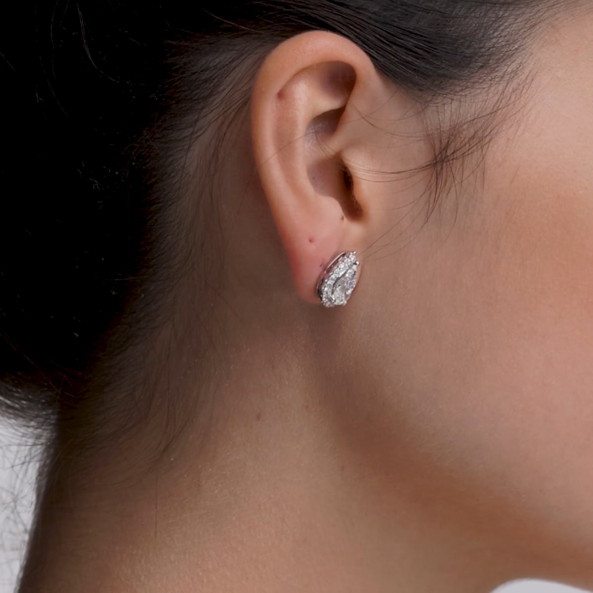 product video 2 for 3 1/2 ctw Pear Lab Grown Diamond Halo Certified Stud Earrings