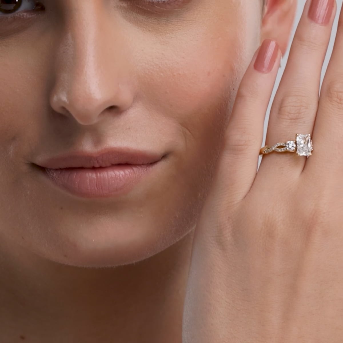 2 ctw Radiant Lab Grown Diamond Swirl Engagement Ring 14K White Gold, F, VS2