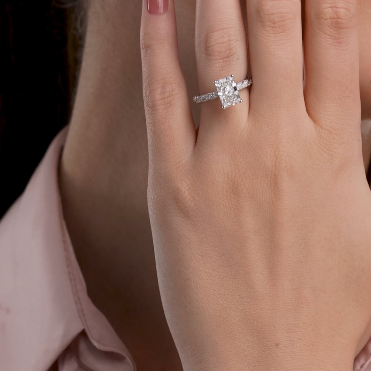 product video for 2 2/5 ctw Radiant Lab Grown Diamond Ribbon Engagement Ring