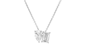 2.00 ct. t.w. Emerald-Cut and Pear-Shaped Lab-Grown Diamond Two-Stone Necklace in 14kt White Gold