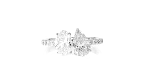 2.25 ct. t.w. Oval and Pear-Shaped Lab-Grown Diamond Toi et Moi Ring in 14kt White Gold