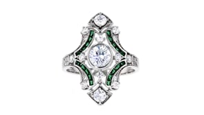 1.55 ct. t.w. CZ and .20 ct. t.w. Simulated Emerald Ring in Sterling Silver