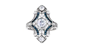 1.55 ct. t.w. CZ and .20 ct. t.w. Simulated Sapphire Ring in Sterling Silver