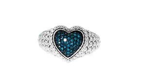 25 ct. t.w. Blue Diamond Heart Ring in Sterling Silver