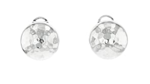 Italian Sterling Silver Hammered Dome Clip-On Earrings