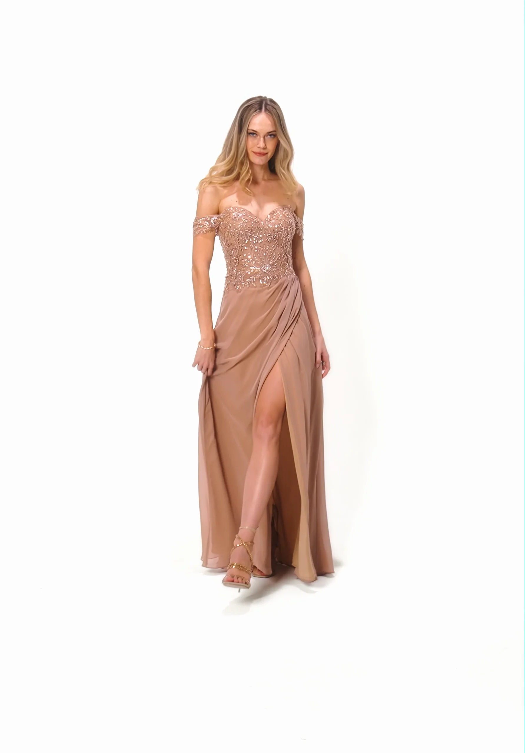 Draped Chiffon Evening Gown with Beaded Embroidery Draped Chiffon Evening Gown with Beaded Embroidery