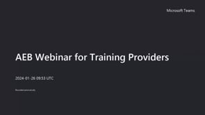 AEB Webinar for Training Providers