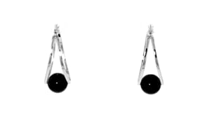 8-9mm Black Agate Bead Double-Hoop Earrings in Sterling Silver