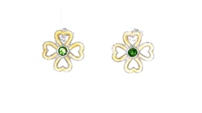 20 ct. t.w. Chrome Diopside Four-Leaf Clover Earrings in Sterling Silver and 18kt Gold Over Sterling Silver