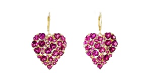 18.60 ct. t.w. Rhodolite Garnet Heart Drop Earrings in 18kt Gold Over Sterling