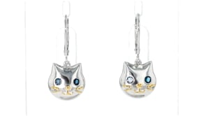 20 ct. t.w. London Blue Topaz Cat Drop Earrings in Sterling Silver with 18kt Gold Over Sterling